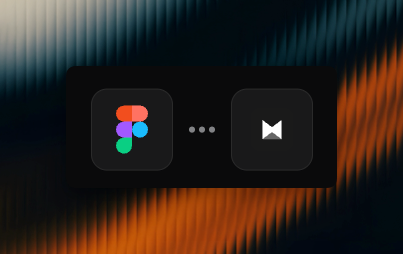 Clean technical illustration on soft off-white background (#f5f5f0): prominent Figma logo icon in brand coral (#c15f3d) positioned left with three stacked rectangular wireframe boxes below representing design frames; bold curved arrow in coral points rightward; right side features code brackets symbol '</>' in coral above clean horizontal lines suggesting responsive email structure; minimal geometric design emphasizing design-to-code workflow
