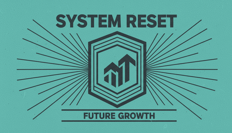 Bold typographic poster with dark teal background featuring the words GRANTS OPEN in large block letters, with subtle screen-printed texture, geometric teal accent lines, and a risograph-inspired grain overlay representing financial opportunity