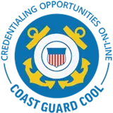 Coast Guard COOL credentialing program seal with anchor on blue background