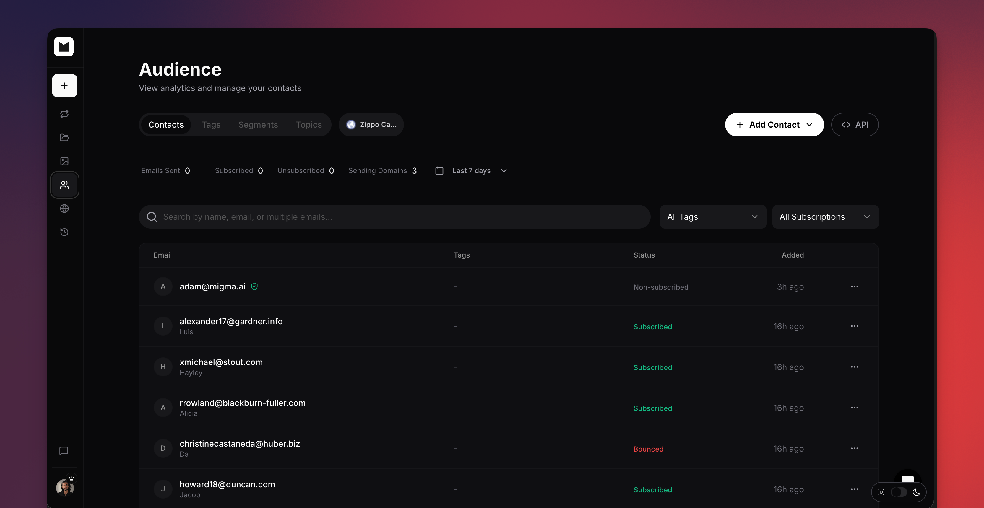 Audience and contacts management