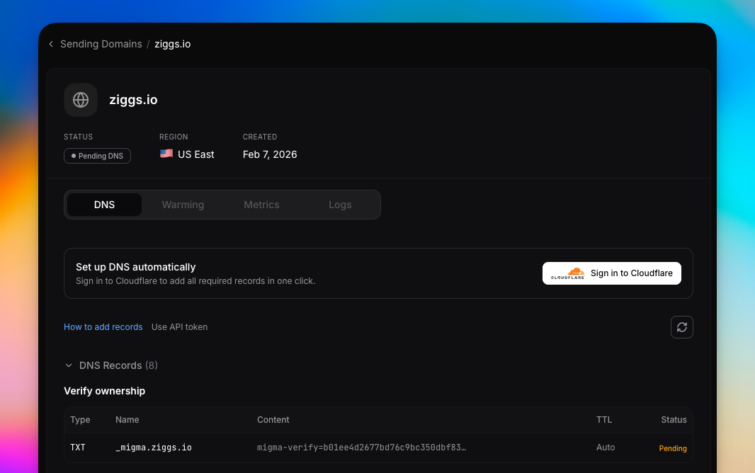 Domain warmup and Cloudflare setup