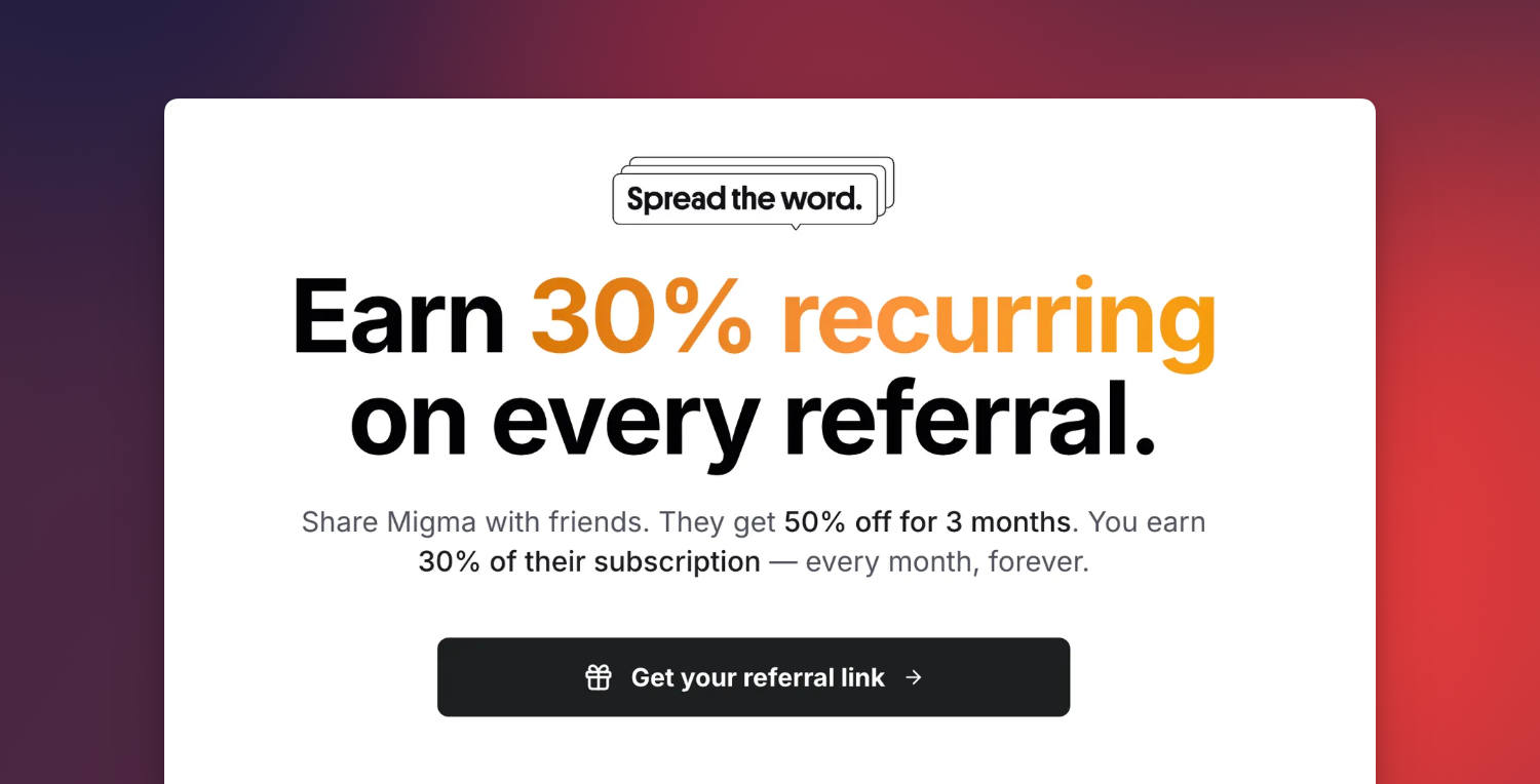 Referral program dashboard